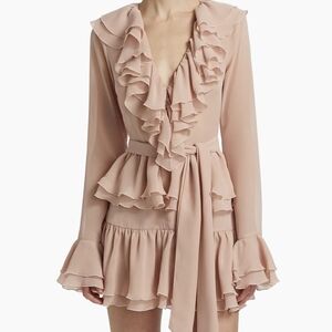 Ronny Kobo
Palmero Ruffled Tie-Waist Minidress